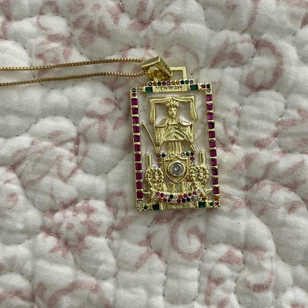 Chariot tarot card necklace. Unworn in box.